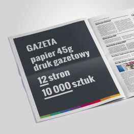 Druk gazetowy, 12 stron, nakład 10 tysięcy