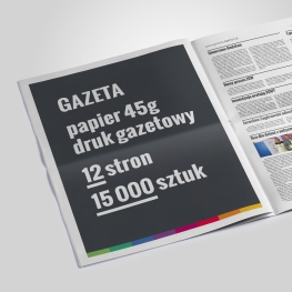 Druk gazetowy, 12 stron, nakład 15 tysięcy