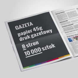 Druk gazetowy, 8 stron, nakład 10 tysięcy